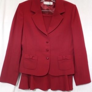 TAHARI Arthur S. Levine Red Skirt Suit Set, Womens